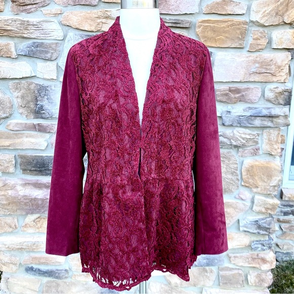 Chico’s lace and faux suede jacket - Picture 3 of 16